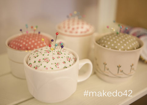 upcycled vintage tea cup pin cushions - #makedo42